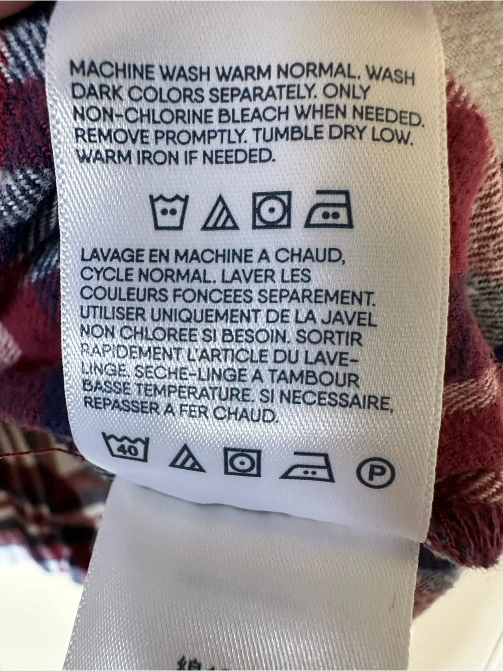 Lands' End Burgundy, Navy & Cream Plaid Flannel 2 piece PJ set